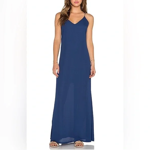NWT Three Eighty Two Lachlan Slip Maxi Dress Navy Blue Women Small - Picture 1 of 7